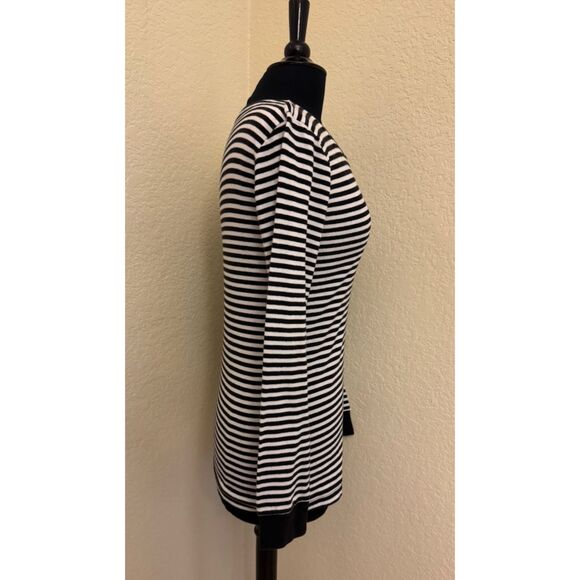 Copper Key Black and White Stripe Rhinestone Bling Long Sleeve Top - Sz XL - Picture 3 of 9